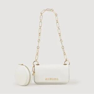 NWT $360 SANDRO totemo shoulder bag off white gold chain and zip coin purse